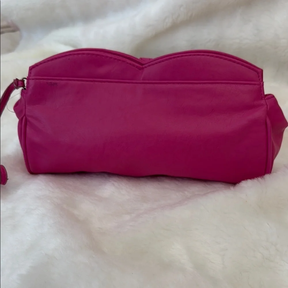 Bold Pink Clutch Wristlet with Structured Design - Picture 2 of 10